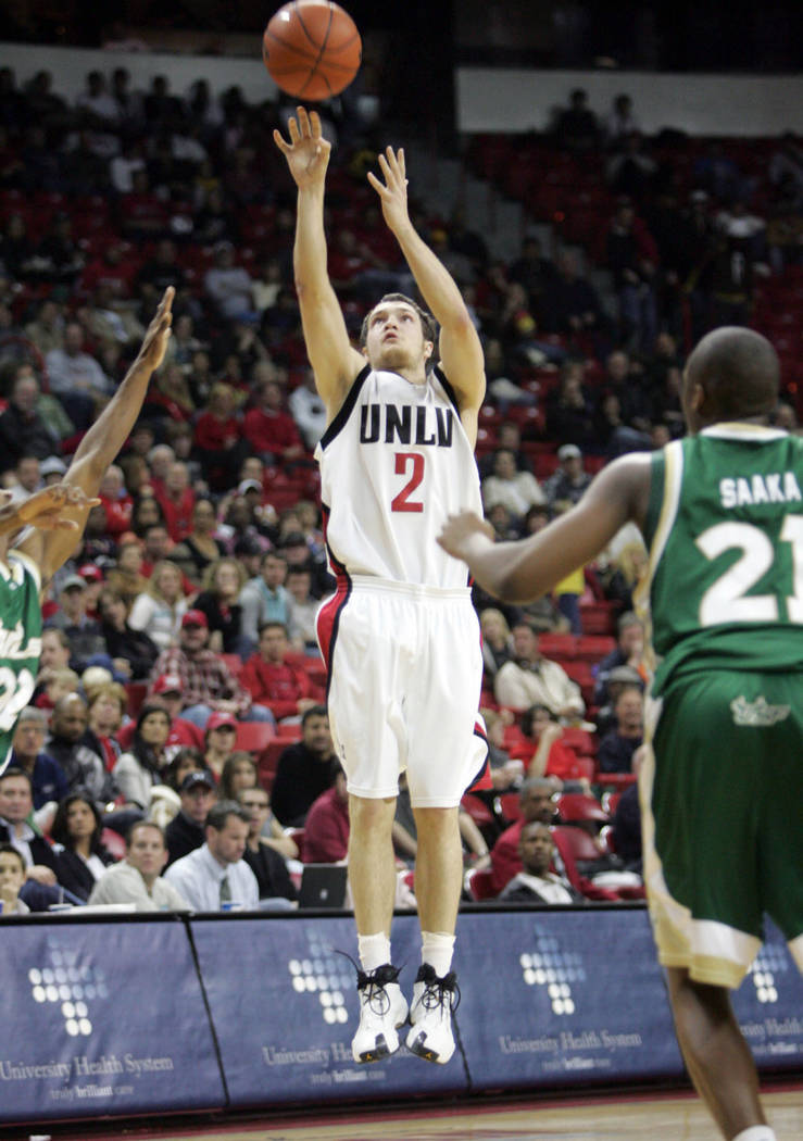 UNLV guard Kevin Kruger releases the ball from field during the first half of the Rebels' 74-59 ...