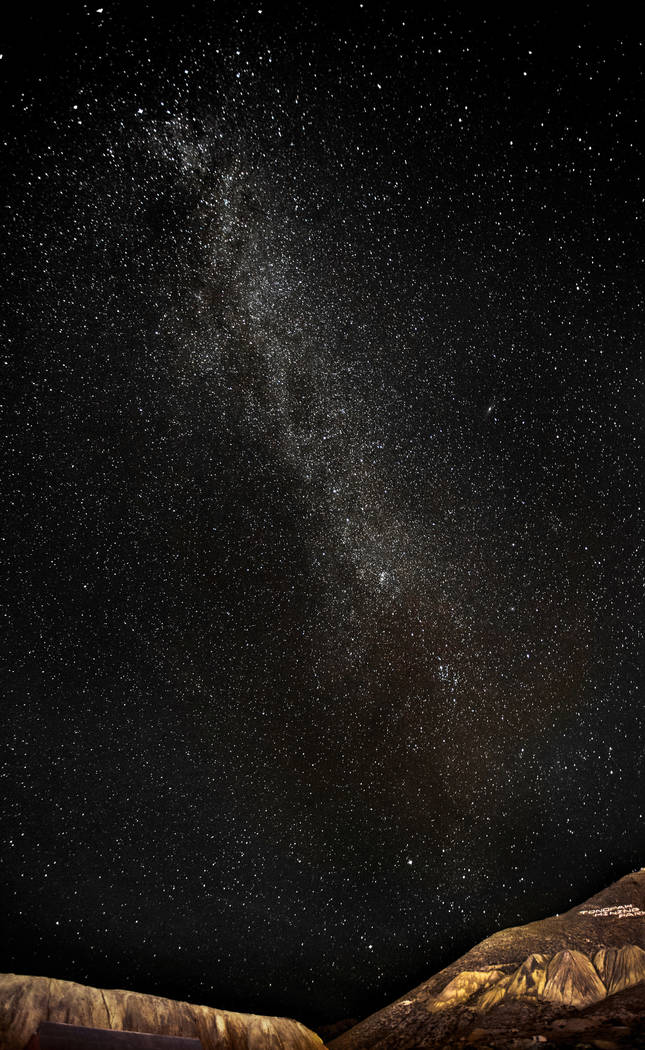 The Milky Way in the dark sky above the Tonopah Historic Mining Park on Wednesday, Oct. 30, 201 ...