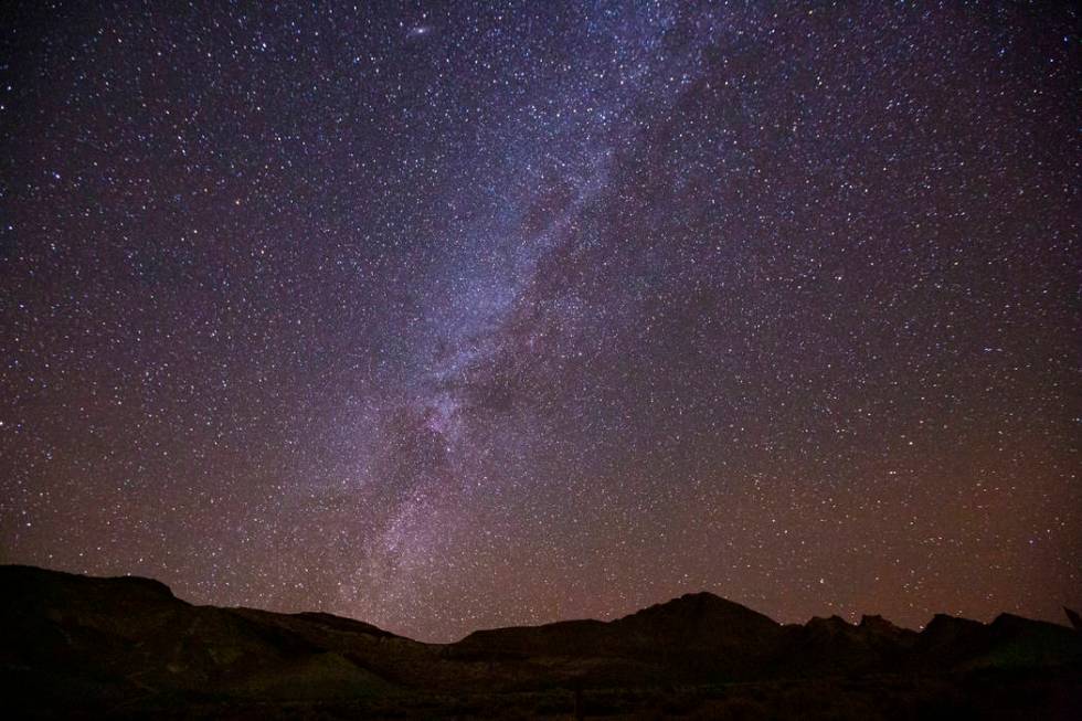 A view of the night sky over Rhyolite on Friday, Nov. 22, 2019. (Chase Stevens/Las Vegas Review ...