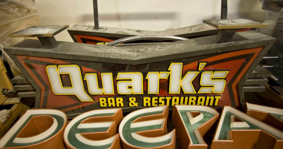 The sign from Quark's Bar & Restaurant, a themed restaurant at "Star Trek: The Experience" at t ...