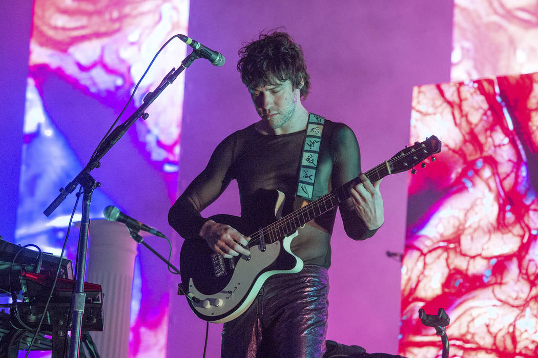 Andrew VanWyngarden of MGMT performs at the 2018 BUKU Music + Art Project at Mardi Gras World o ...