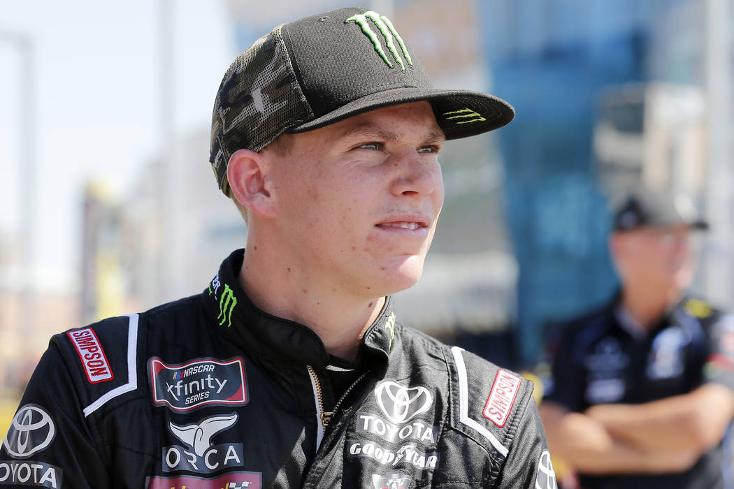 Riley Herbst, Joe Gibbs Racing, Toyota Supra Monster Energy during qualifying for the NASCAR Xf ...