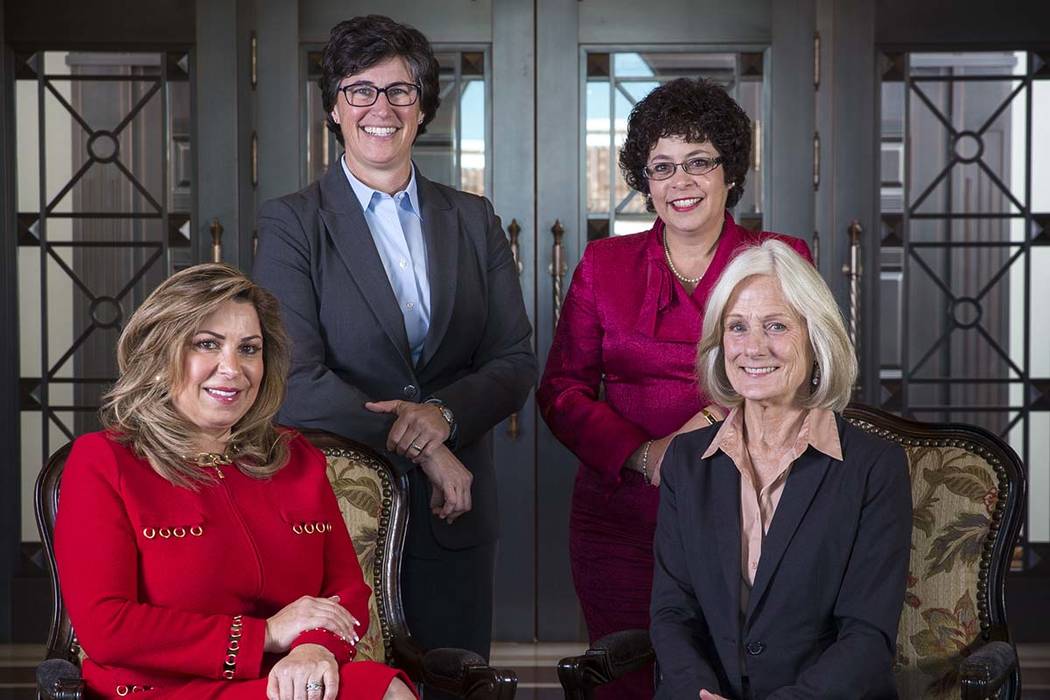 Justice Abbi Silver, from left, Justice Lidia Stiglich, Justice Elissa Cadish and Justice Krist ...