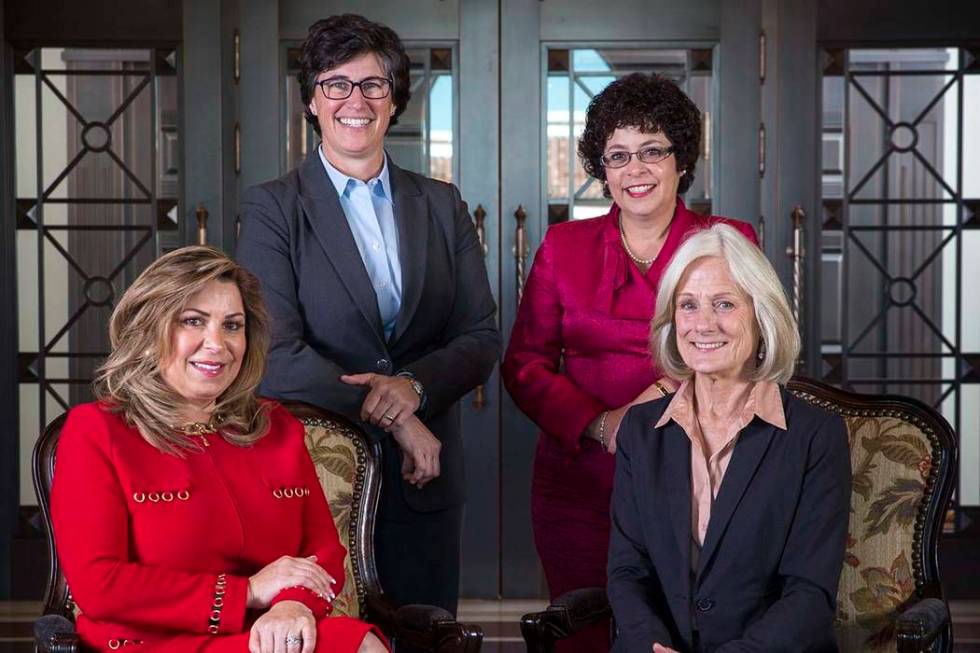 Justice Abbi Silver, from left, Justice Lidia Stiglich, Justice Elissa Cadish and Justice Krist ...
