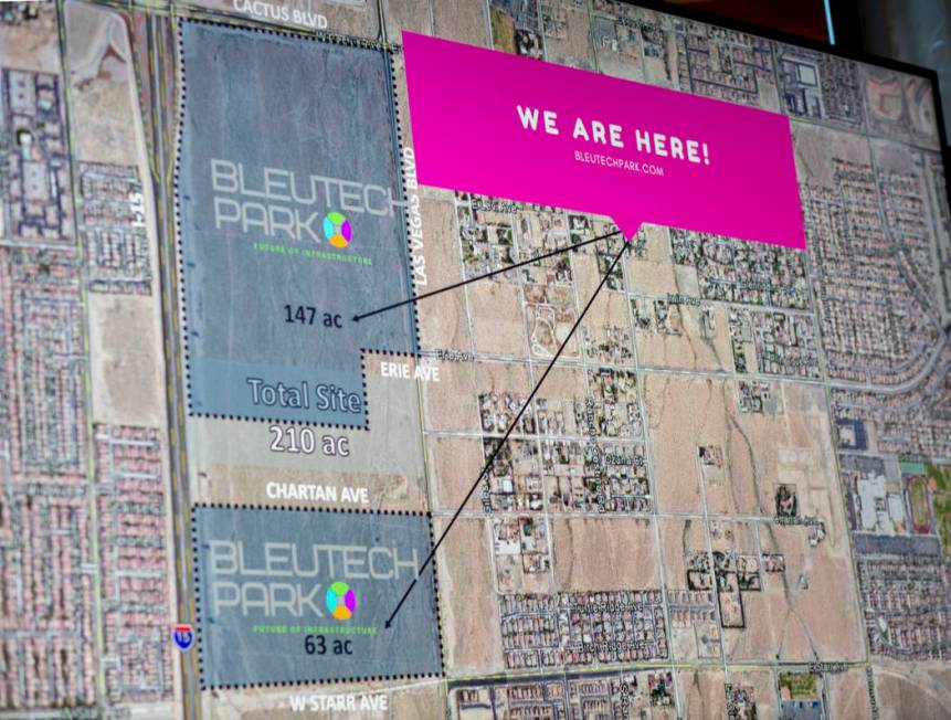 A map projecting where the future Bleutech Park Las Vegas, the proposed $7.5 billion "digi ...