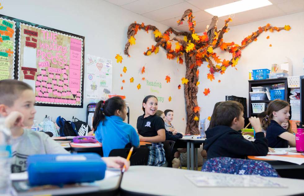 Third grade students participate in a reading exercise at Pinecrest Academy, Nevada's newest ca ...