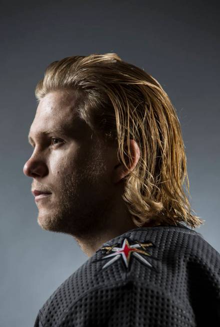 Golden Knights center William Karlsson (71) during media day at City National Arena on Thursday ...