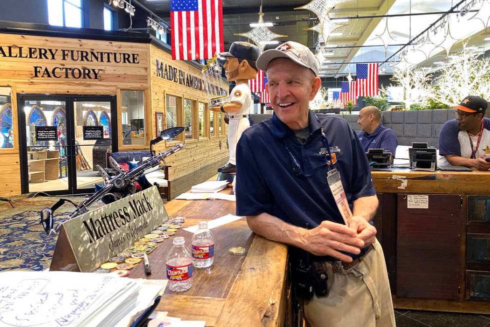 Houston furniture store owner Jim "Mattress Mack" McIngvale, 68, mans the counter in ...