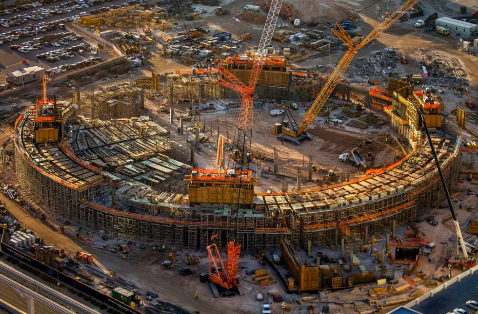 The construction site of the MSG Sphere at the Venetian on Wednesday, Oct. 16, 2019, in Las Veg ...