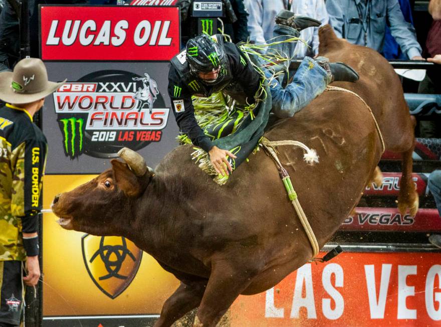 Jose Vitor Leme loses his grip while atop of Lil 2 Train during the last day of the PBR World F ...