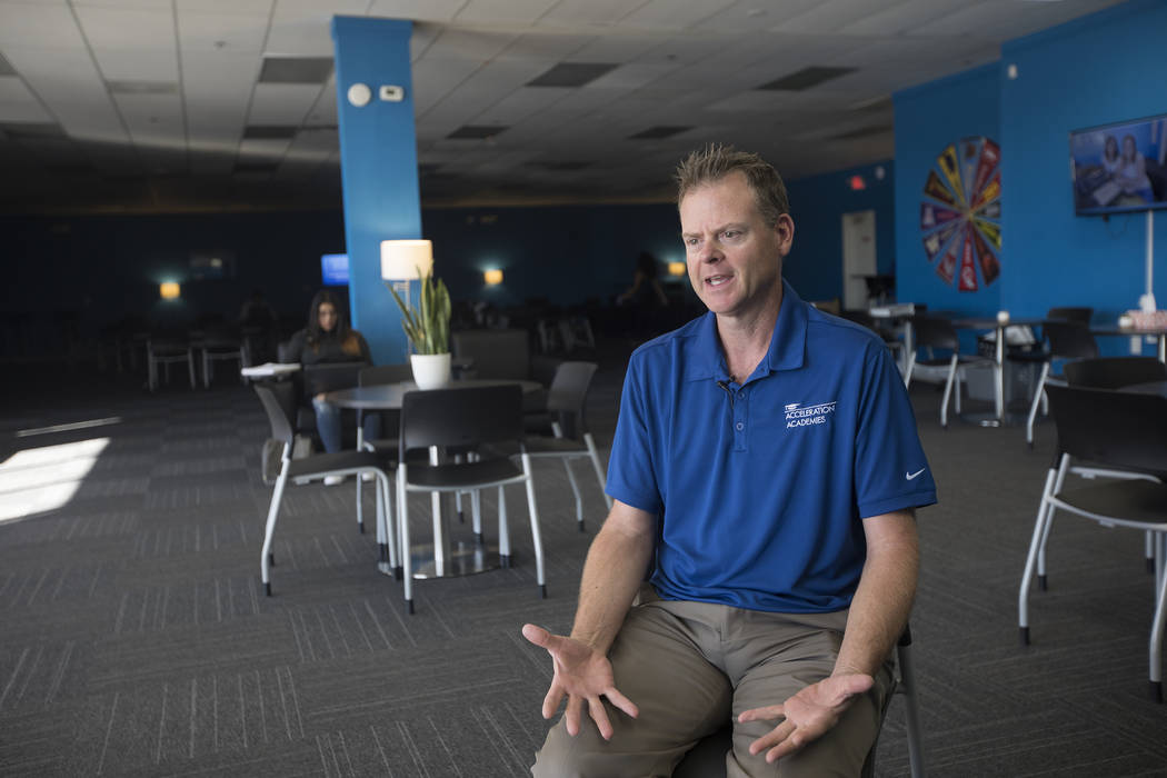 Randy Pagel, district director for Acceleration Academy, speaks to the Review-Journal at Accele ...
