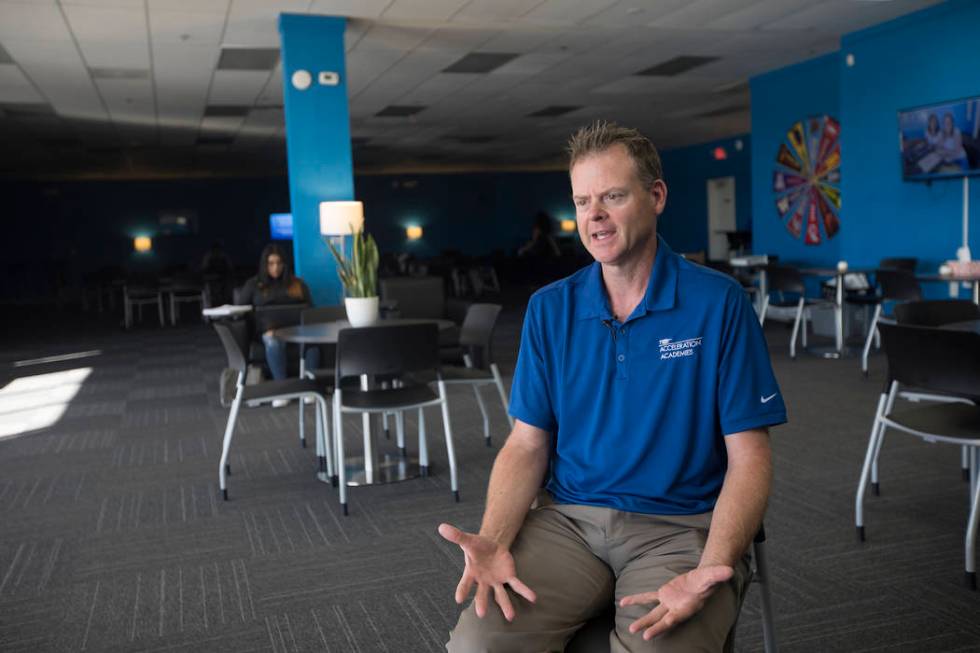 Randy Pagel, district director for Acceleration Academy, speaks to the Review-Journal at Accele ...