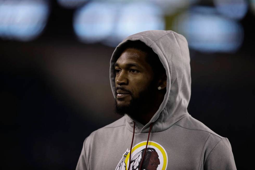 Washington Redskins' D.J. Swearinger warms up before an NFL football game against the Philadelp ...