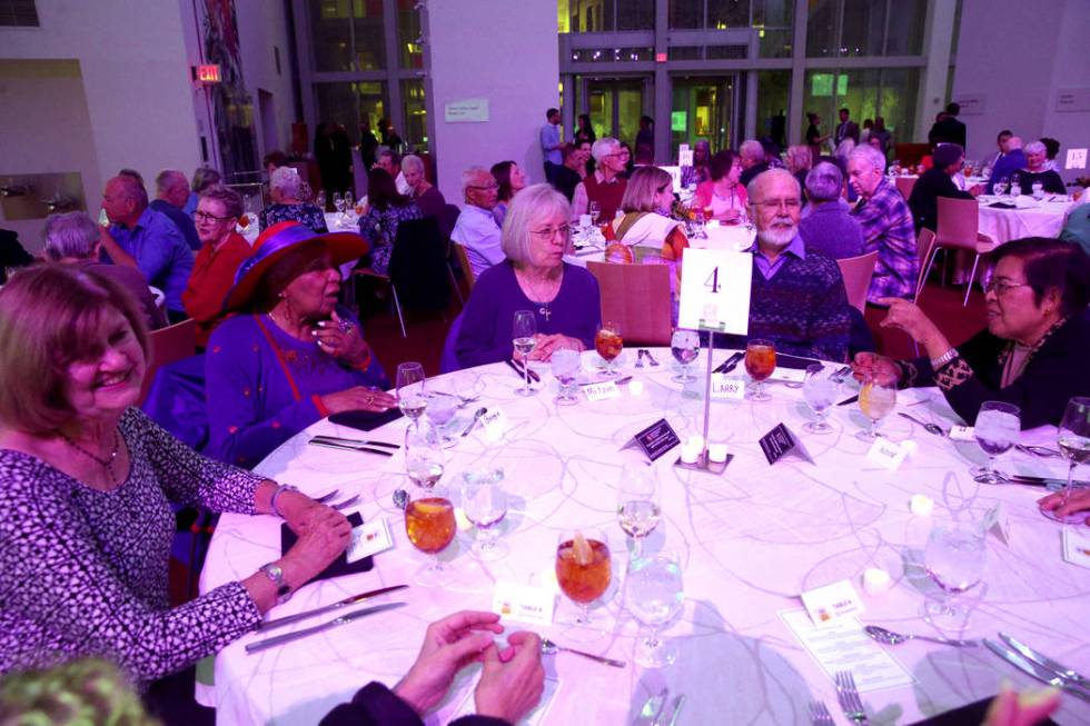 Donna Perkins, from left, Georgie Rucker, Mitzie Hiegel, 67, Larry McAlister, 80, and Eloise Fa ...