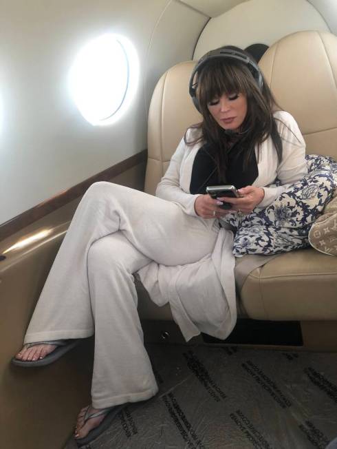 Marie Osmond is shown on her private plane on a trip back to Las Vegas from Los Angeles, where ...