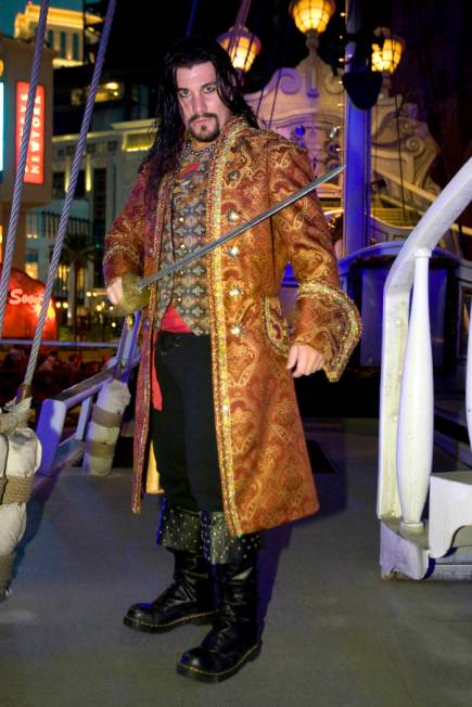 Jamey Gustafson performs as a pirate in "Sirens of TI" Oct. 23, 2010. (K.M. Cannon/Las Vegas Re ...
