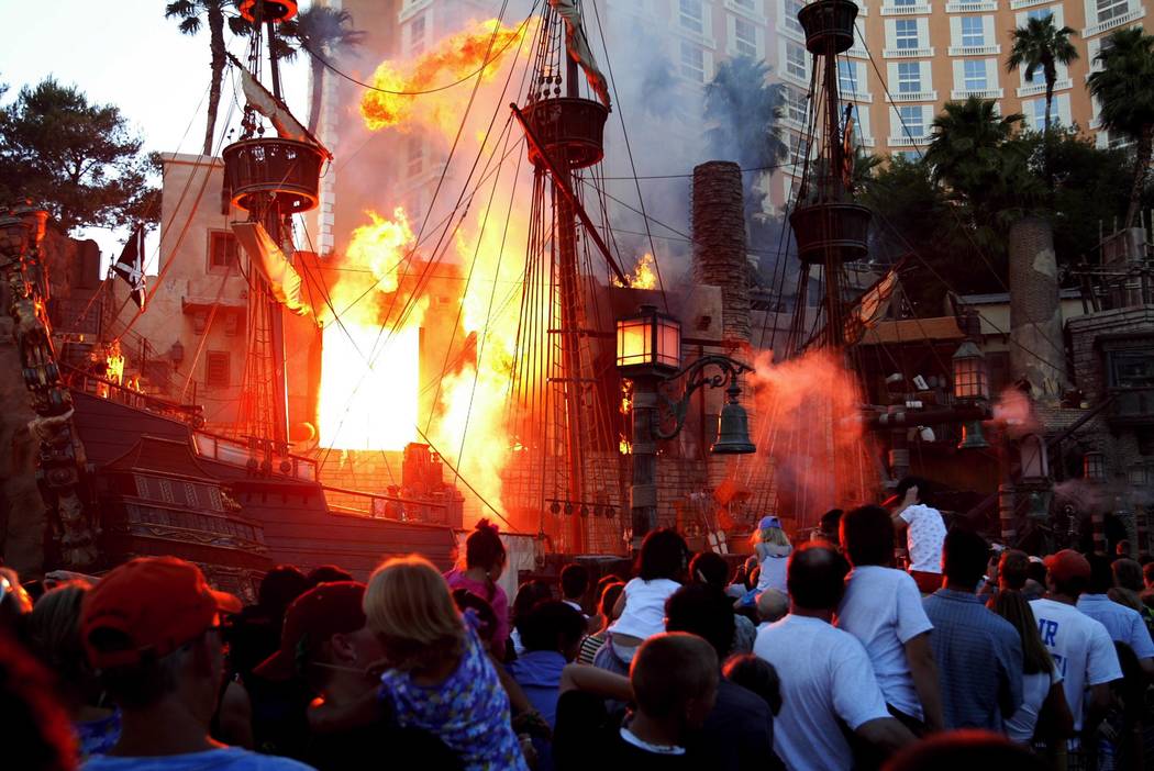 Pyrotechnics were a key feature of Treasure Island's pirate shows.