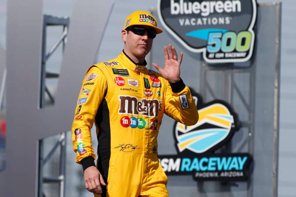 Kyle Busch during driver introductions prior to the NASCAR Cup Series auto race at ISM Raceway, ...