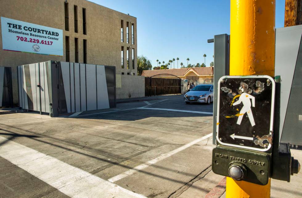 The recently installed gate at Foremaster Lane and Las Vegas Boulevard is pictured on Wednesday ...