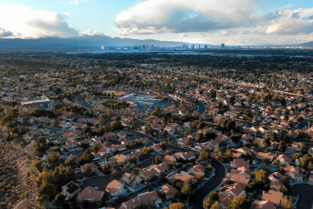 Aerial view of homes near Silver Springs Park in Henderson. (Michael Quine/Las Vegas Review-Jou ...
