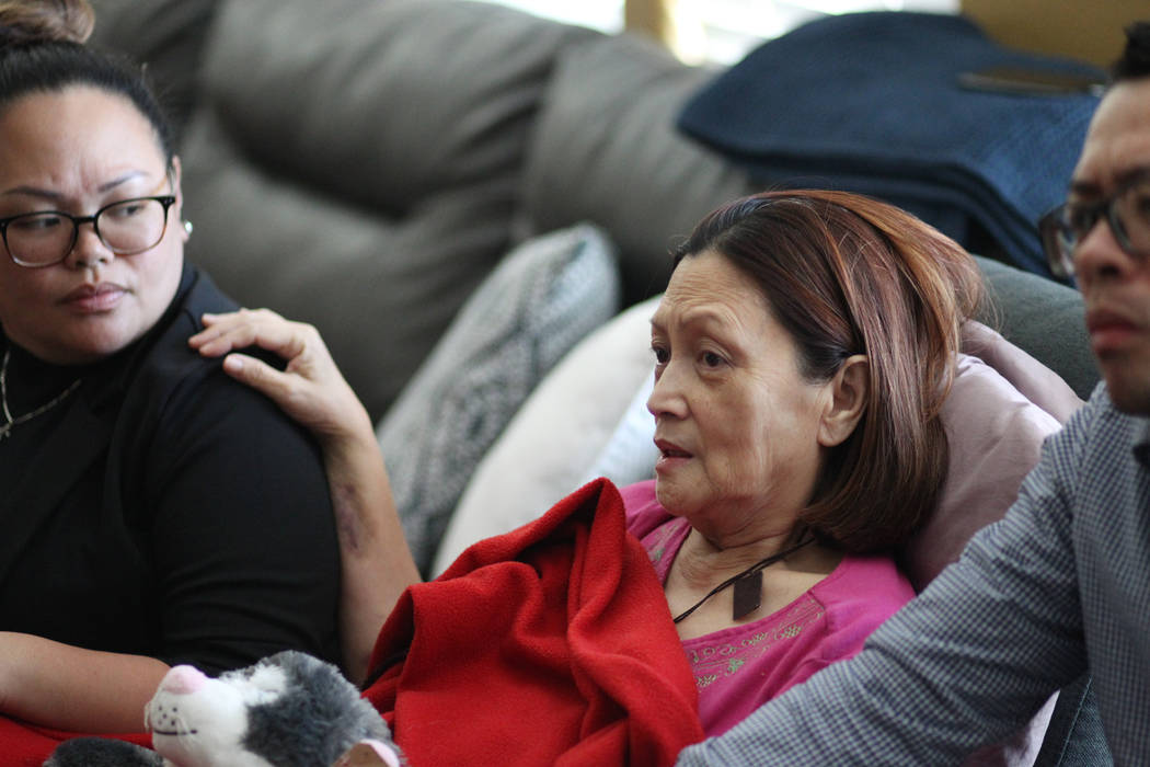 Misha Escobia, from left, with her mother, Nimfa, and brother, Nimar, talk about a car crash th ...