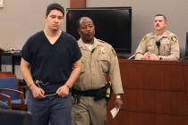 Maysen Melton, a 16-year-old accused of raping classmates, lead out of the courtroom after his ...