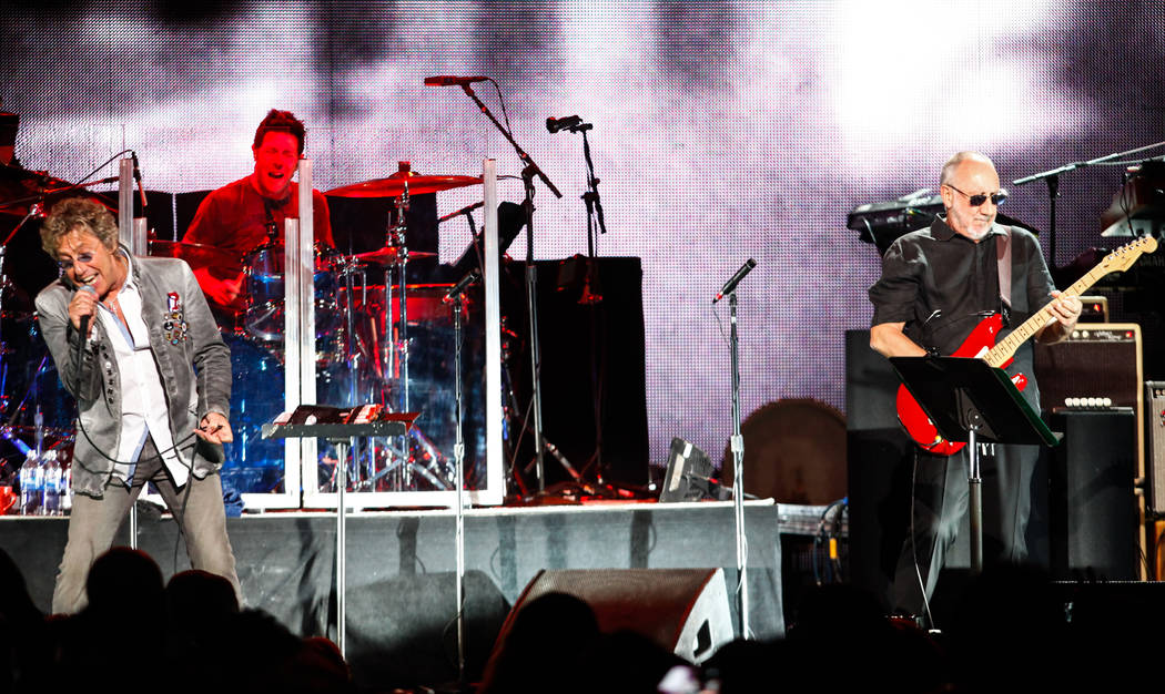 Roger Daltrey, left, and Pete Townshend of The Who perform at The Joint at the Hard Rock Hotel ...