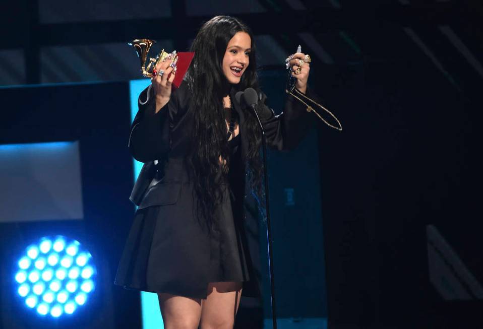 Rosalia accepts the award for album of the year for "El Mal Querer" at the 20th Latin ...