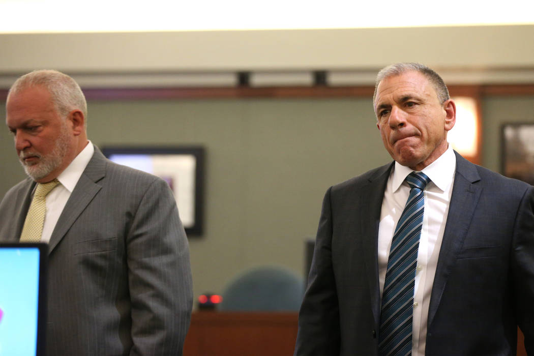 Chief Deputy District Attorney Marc DiGiacomo, left, and defense attorney Gary Modafferi, durin ...