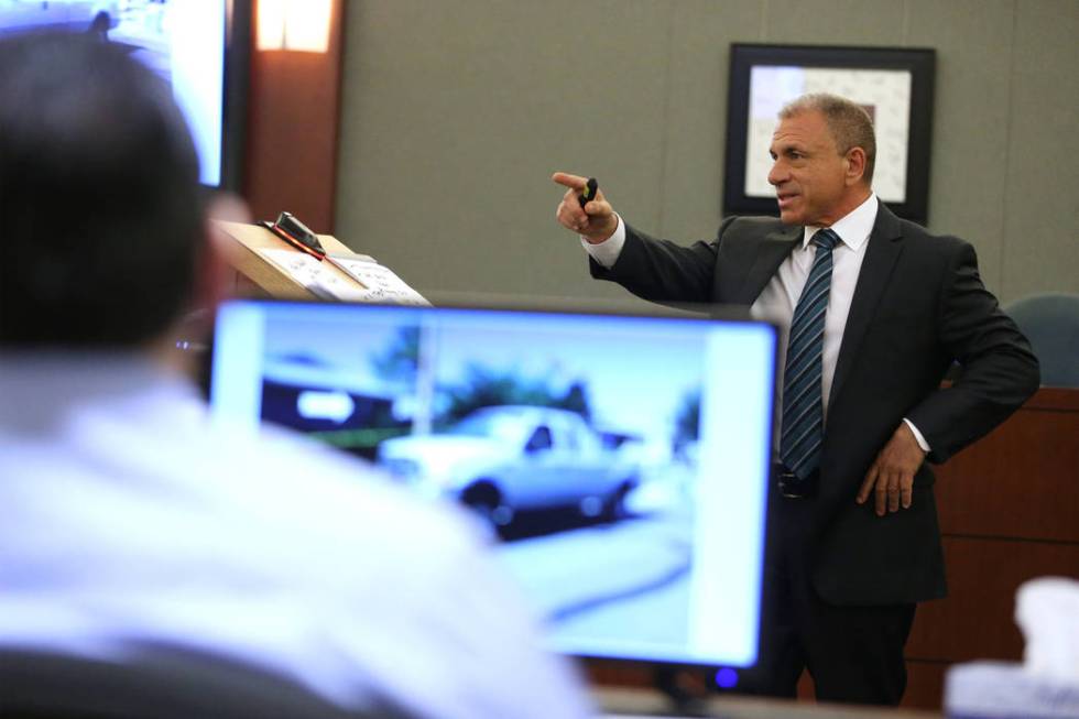 Defense attorney Gary Modafferi gives his closing statements in a trial for Manuel Mata, who is ...