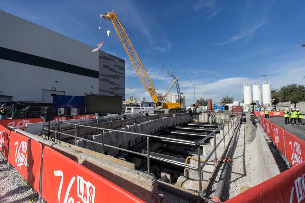 The future location of one of the underground people mover stations just east of the South Hall ...