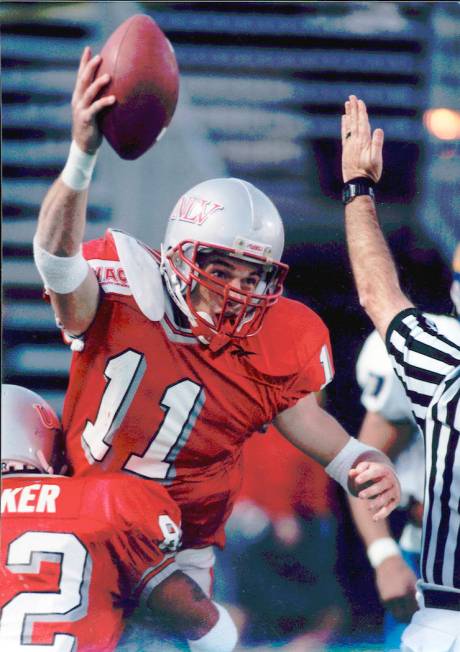 Todd Floyd, shown celebrating a touchdown during his career as a UNLV wide receiver, played foo ...