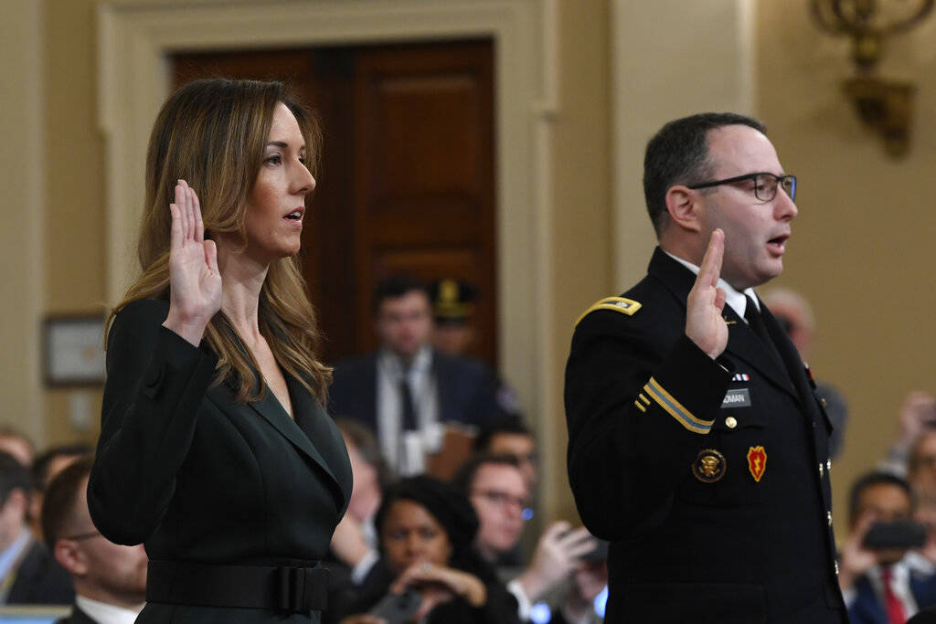 Jennifer Williams, left, an aide to Vice President Mike Pence, and National Security Council ai ...