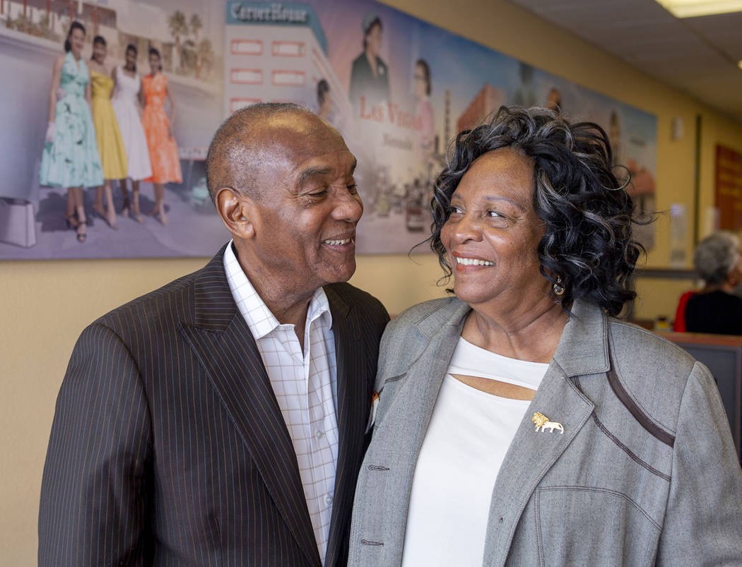 Roosevelt Toston, 77, the first African American anchor in Las Vegas, left, and Gertrude Toston ...
