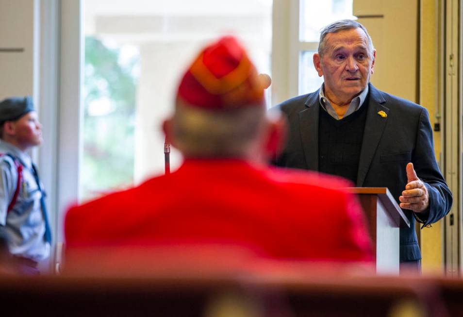 Retired Marine Lt. Gen. Emil "Buck" Bedard gives a keynote address during the third M ...