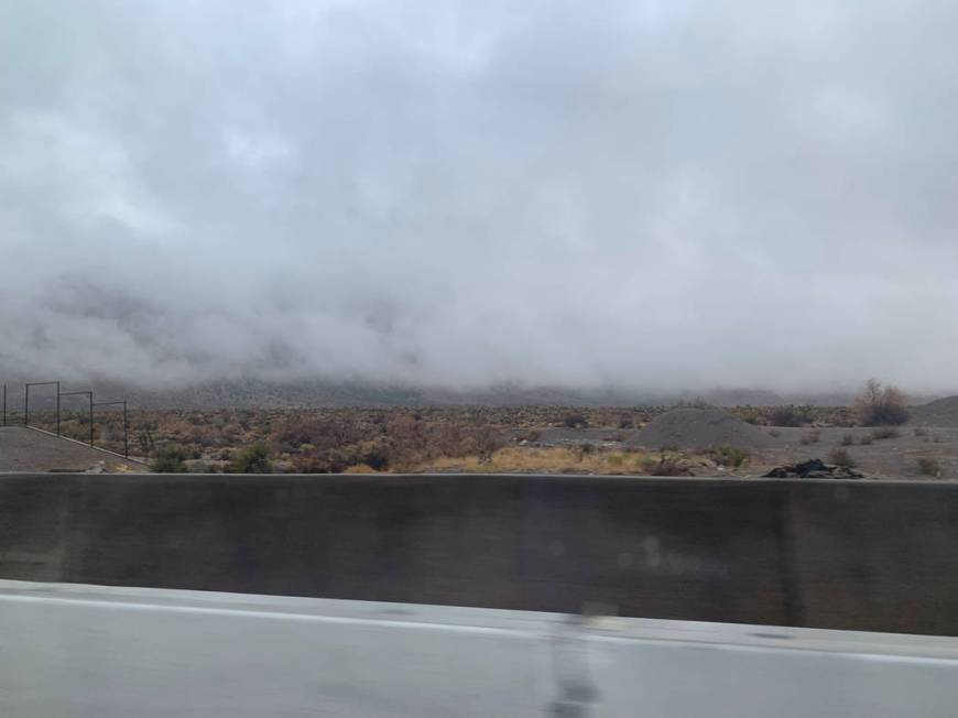 Clouds along state Route 160 from Las Vegas to Pahrump, Nev., on Wednesday, Nov. 20, 2019. (Ame ...