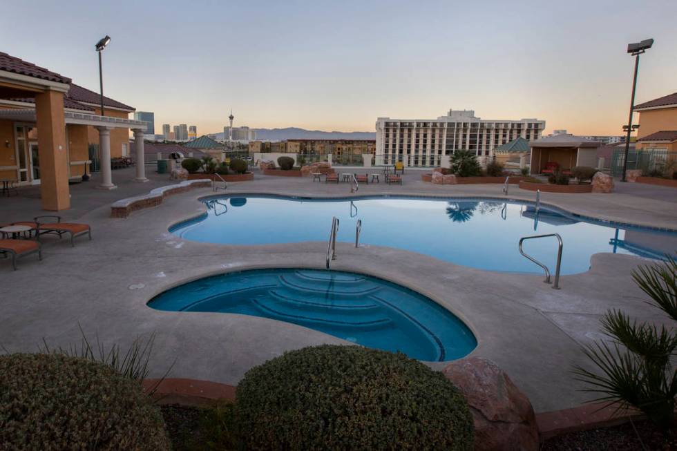 The rooftop pool looks out over the city at the Las Vegas Grand apartments on Monday, Nov. 18, ...