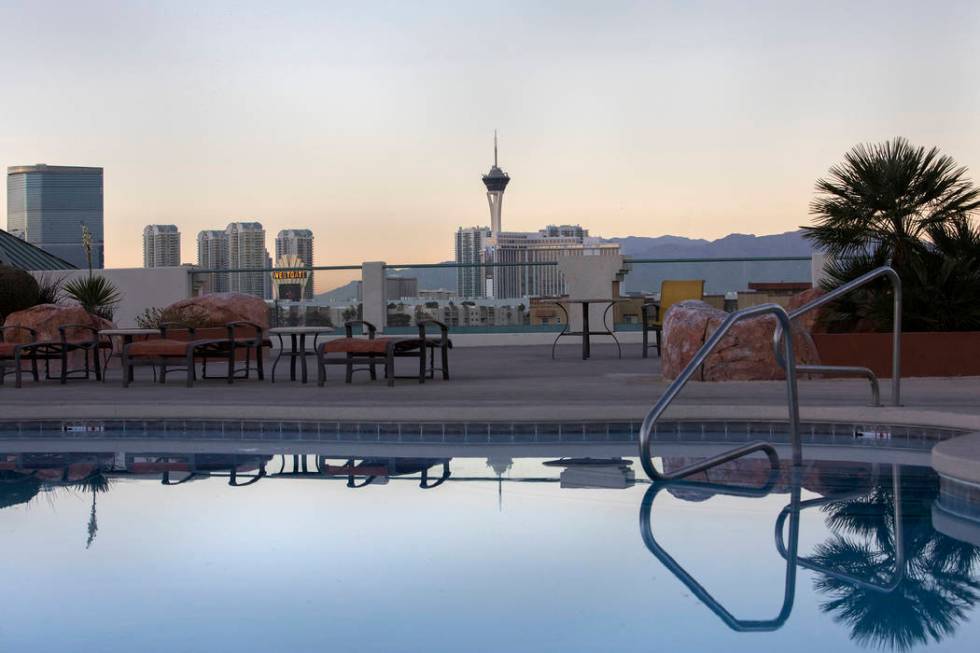 The rooftop pool looks out over the city at the Las Vegas Grand apartments on Monday, Nov. 18, ...