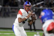 Serra Cavaliers quarterback Doug Brumfield (3) throws a pass against the St. John Bosco Braves ...