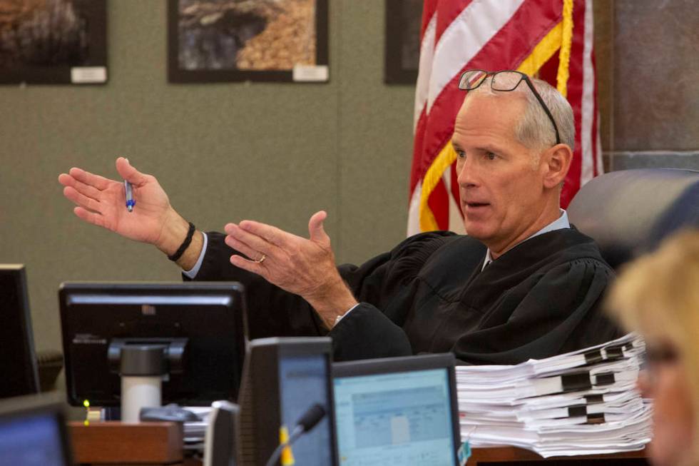 Judge Douglas Herndon presides in court during a hearing at the Regional Justice Center in Las ...