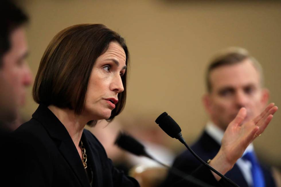 Former White House national security aide Fiona Hill, and David Holmes, a U.S. diplomat in Ukra ...