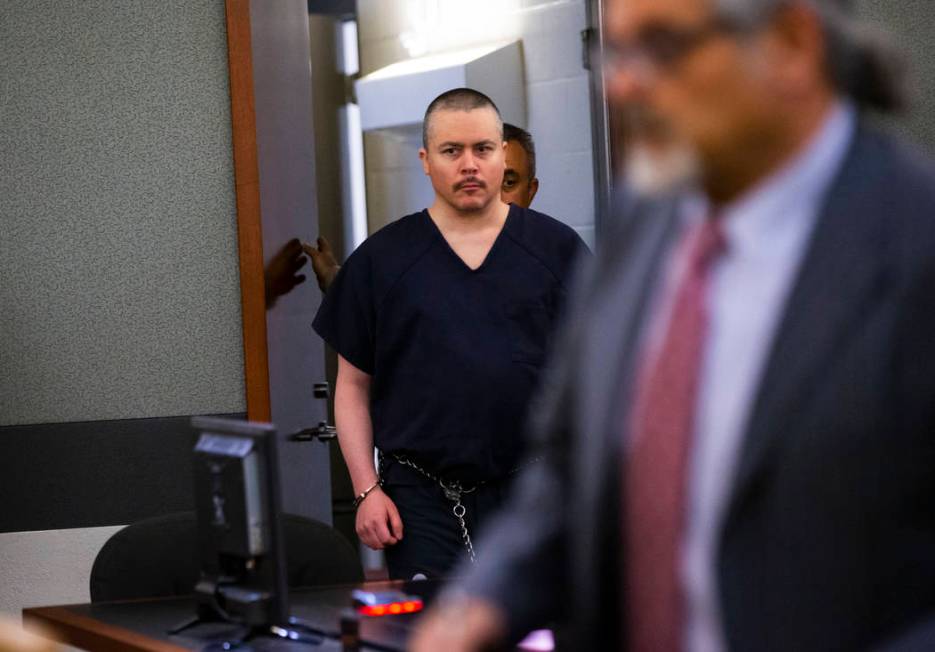 Anthony Wrobel arrives in the courtroom to be sentenced at the Regional Justice Center in Las V ...