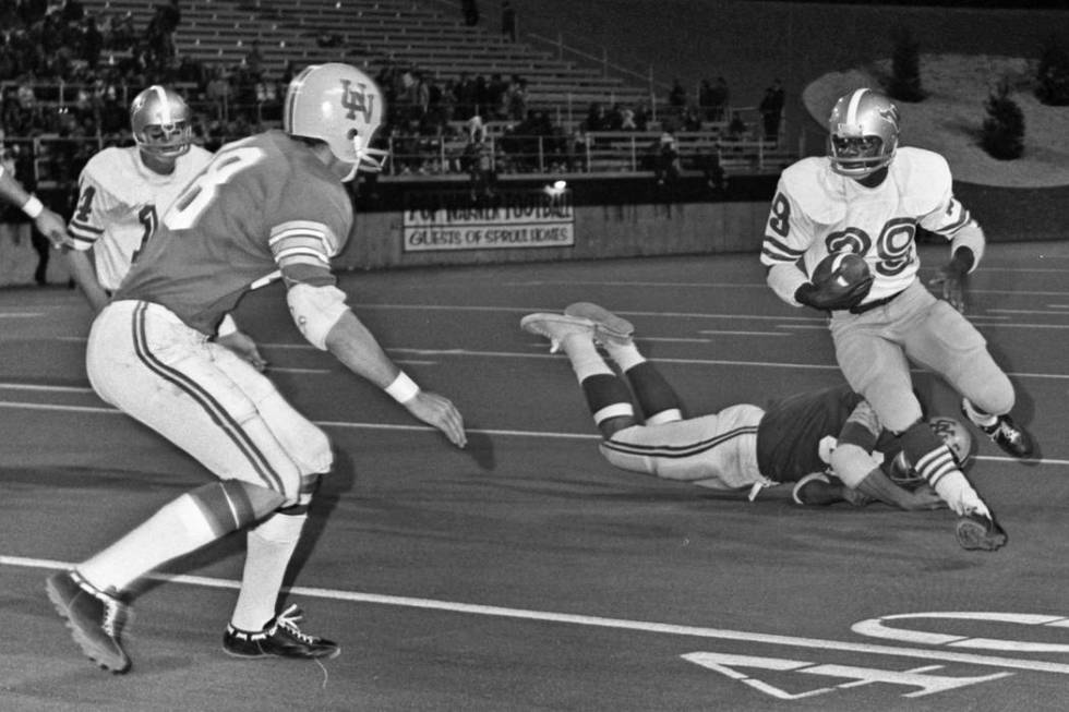 Historical images from the Las Vegas Review-Journal archive document the first UNLV football ga ...