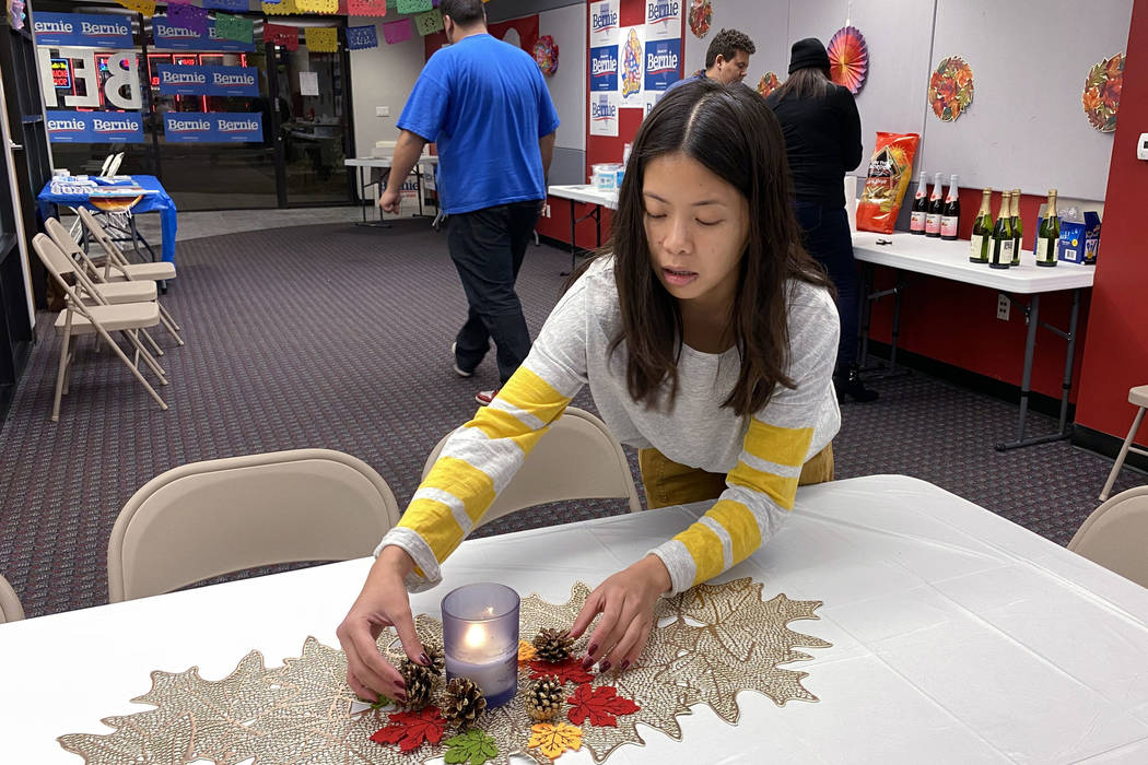 Nevada Communications Director Bianca Recto of Las Vegas prepares for a Thanksgiving dinner at ...
