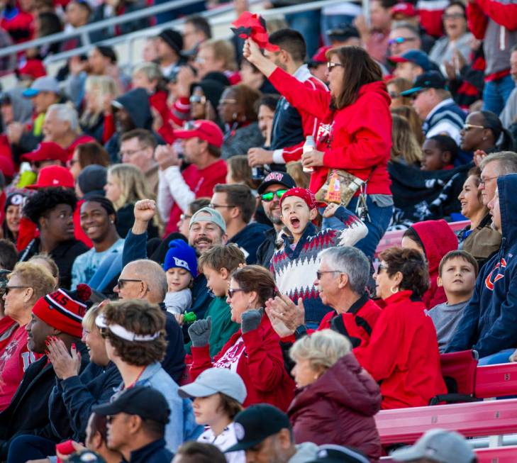 UNLV Rebels fans cheer another turnover versus the San Jose State Spartans during the second qu ...