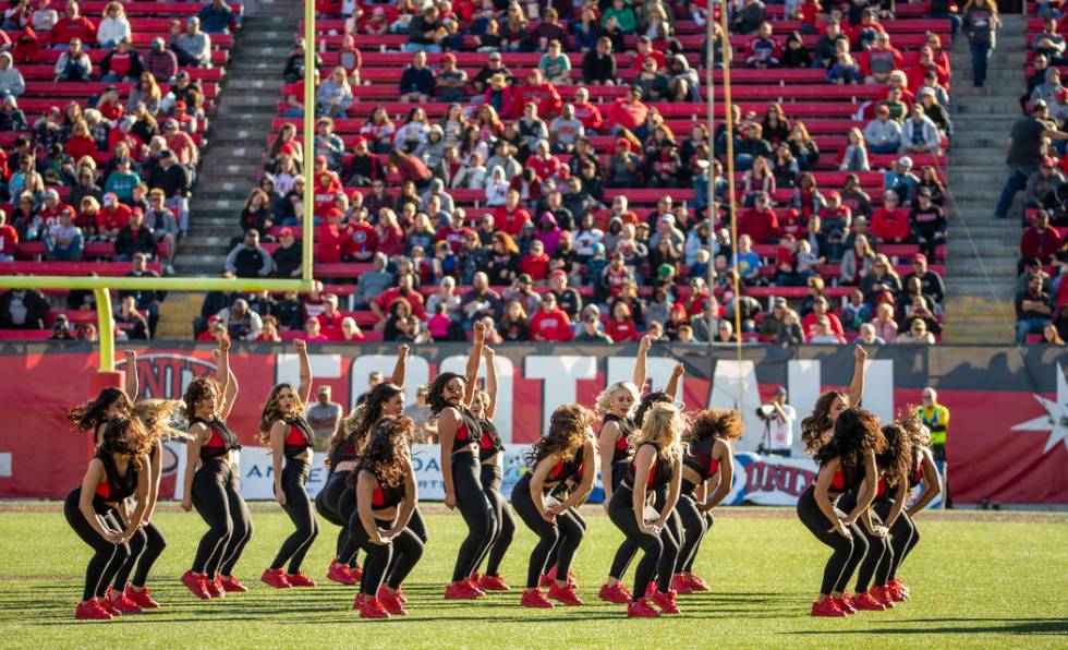 The Rebel Girls perform for the crowd as their team faces the San Jose State Spartans during th ...