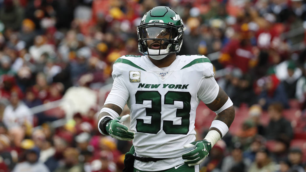 New York Jets strong safety Jamal Adams (33) works against the Washington Redskins during the s ...