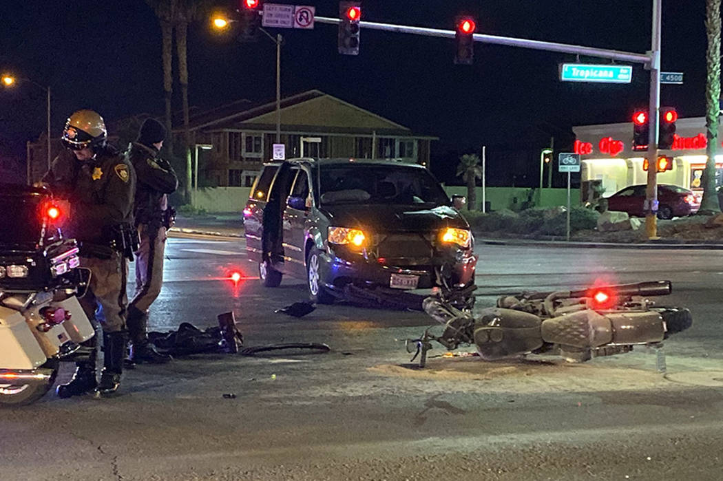 A motorcyclist was seriously injured in a collision with a van in southeast Las Vegas on Saturd ...