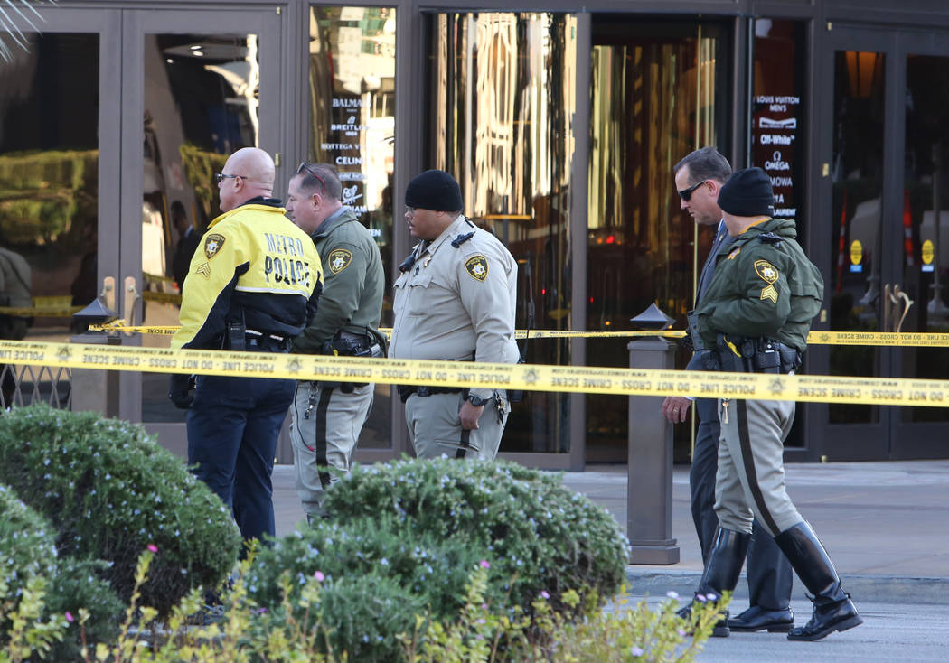 Las Vegas police investigate a hit-and-run crash involving a pedestrian on the Las Vegas Strip ...