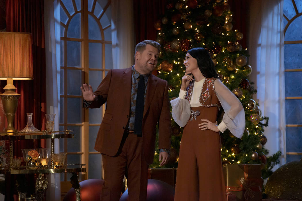 James Corden and Kacey Musgraves in “The Kacey Musgraves Christmas Show” (Anne Marie Fox/Am ...